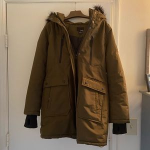 a.n.a winter coat, size M, olive green/black
